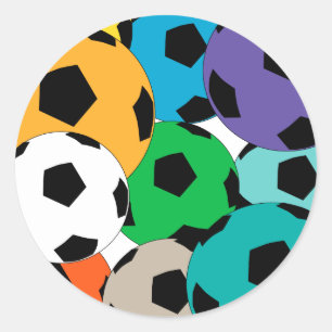 Sticker Rond Un groupe de ballons de football