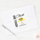 Sticker Rond Un Guerrier du cancer de l'os de poussin dur (Enveloppe)