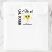 Sticker Rond Un Guerrier du cancer de l'os de poussin dur (Sac)