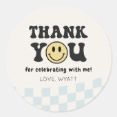 Sticker Rond Un heureux Dude Smiley 1er anniversaire Merci (Devant)