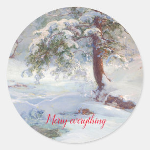 Sticker Rond Un hivernal, Joyeux tout