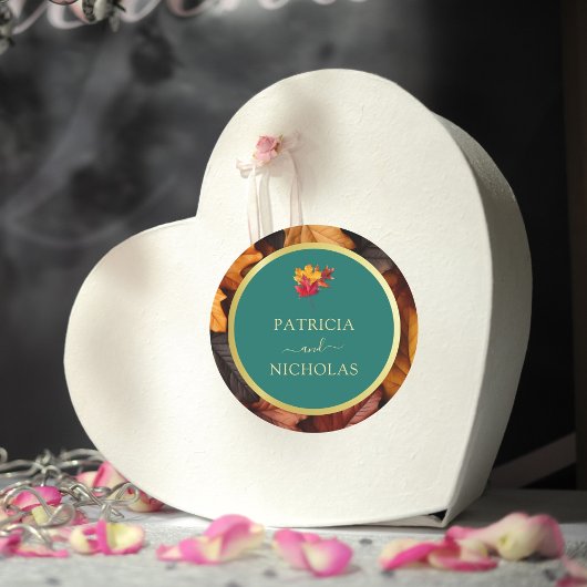 Sticker Rond Un Imaginaire Turquoise et automnal Gold Rustic Re