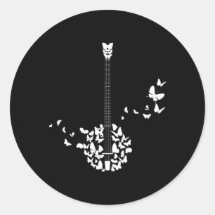 Sticker Rond Un Instrument Banjo Avec De Belles Papillons