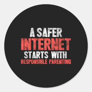 Sticker Rond Un Internet Plus Sûr Avec Une Parentalité Responsa