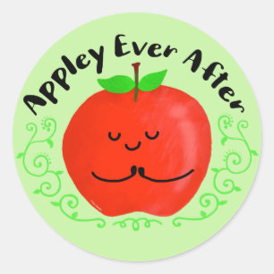Sticker Rond Un jeu de mots Apple positif - Appley toujours apr