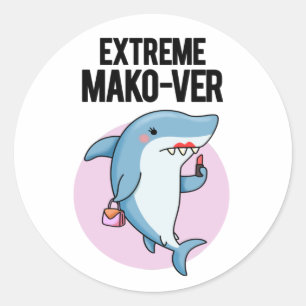 Sticker Rond Un jeu de requin Mako Funny Mako extrême