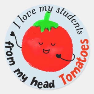 Sticker Rond Un jeu de tomates positif - Des tomates de ma têt