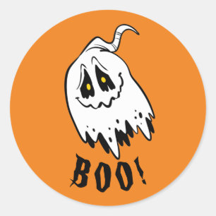 Sticker Rond Un joli fantôme personnalisable Boo Halloween