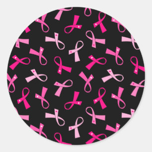 Sticker Rond Un joli Motif à ruban pour cancer du sein multico