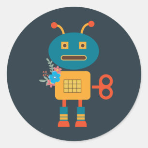 Sticker Rond Un joli robot design pour enfants