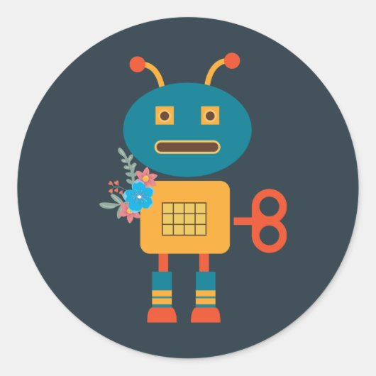 Sticker Rond Un joli robot design pour enfants (Devant)