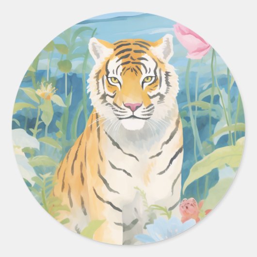 Sticker Rond Un joli tigre (Devant)