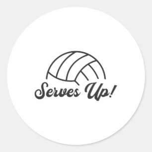 Sticker Rond Un Joueur De Volley-ball Sert Un Cadeau De Ball Vo