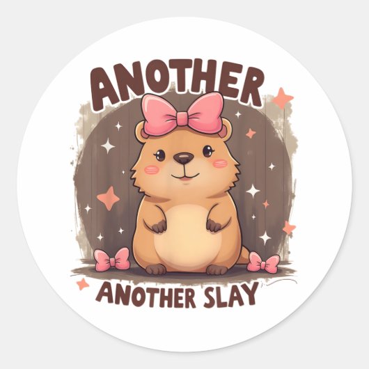Sticker Rond Un Jour De Plus Cute Capybara Lover Rose (Devant)