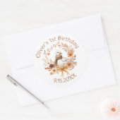 Sticker Rond Un joyeux anniversaire de garçon automnal rustique (Enveloppe)