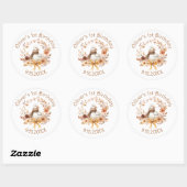 Sticker Rond Un joyeux anniversaire de garçon automnal rustique (Feuille)