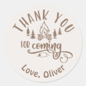 Sticker Rond Un joyeux Camper Merci d'anniversaire (Devant)