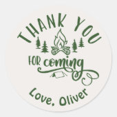 Sticker Rond Un joyeux Camper Merci d'anniversaire (Devant)