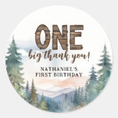Sticker Rond Un joyeux Camper Rustique Merci d'anniversaire (Devant)