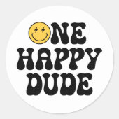 Sticker Rond Un joyeux Dude Retro Happy Face 1er anniversaire (Devant)