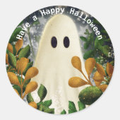Sticker Rond Un joyeux fantôme d'Halloween (Devant)