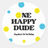 Sticker Rond Un joyeux mec souriant visage fête d'anniversaire (Devant)