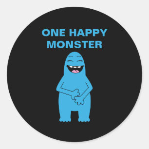 Sticker Rond Un joyeux monstre Halloween Anniversaire Texte per
