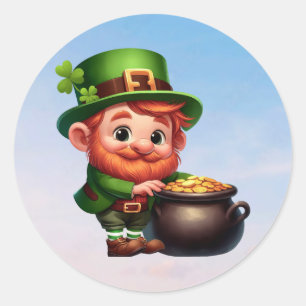 Sticker Rond Un joyeux petit leprechaun le jour de la Saint Pat
