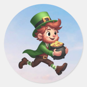 Sticker Rond Un joyeux petit leprechaun le jour de la Saint Pat