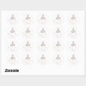Sticker Rond Un lapin Blush rose Merci Floral Anniversaire (Feuille)