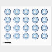Sticker Rond Un lapin est un bleu En vichy anniversaire (Feuille)