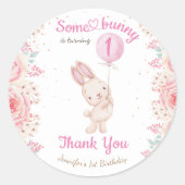 Sticker Rond Un lapin est UN ! Fille rose 1er anniversaire (Devant)
