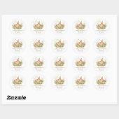 Sticker Rond Un lapin Floral Fille Anniversaire (Feuille)