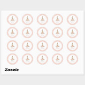 Sticker Rond Un lapin rose floral fille Anniversaire (Feuille)