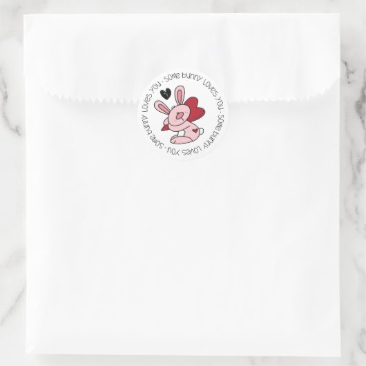 Sticker Rond Un Lapin T'Aime (Sac)