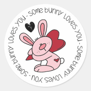 Sticker Rond Un Lapin T'Aime