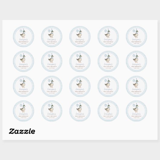 Sticker Rond Un Lucky Bébé Bleu Bleu Bleu 1er anniversaire (Feuille)
