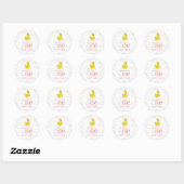Sticker Rond Un Lucky Canard rose Premier anniversaire fête (Feuille)
