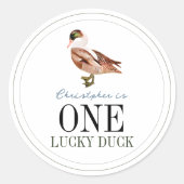 Sticker Rond Un Lucky Duck Classic Boy 1er Anniversaire (Devant)