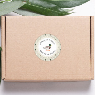 Sticker Rond Un Lucky Duck Mallard 1er anniversaire Merci