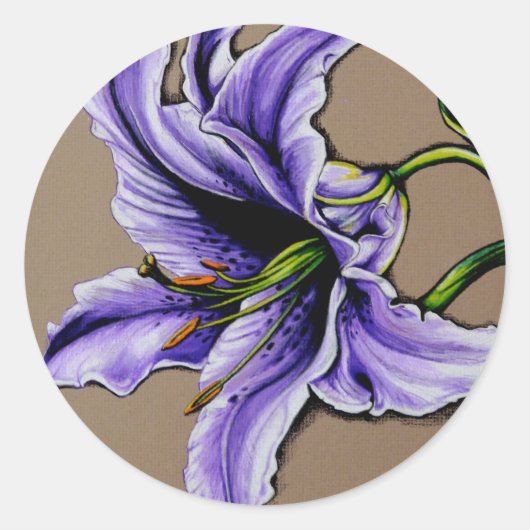 Sticker Rond Un lys stargazer violet (Devant)