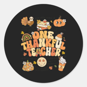 Sticker Rond Un Maître Remercié Thanksgiving Retro Automne Fal