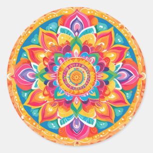 Sticker Rond Un mandala romantique