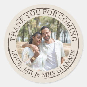 Sticker Rond Un Mariage de Merci Modèle photo neutre