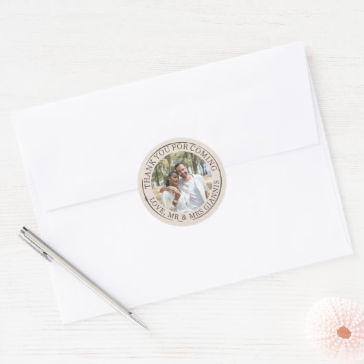 Sticker Rond Un Mariage de Merci Modèle photo neutre (Enveloppe)