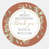 Sticker Rond Un Mariage de verdure en terre cuite (Devant)