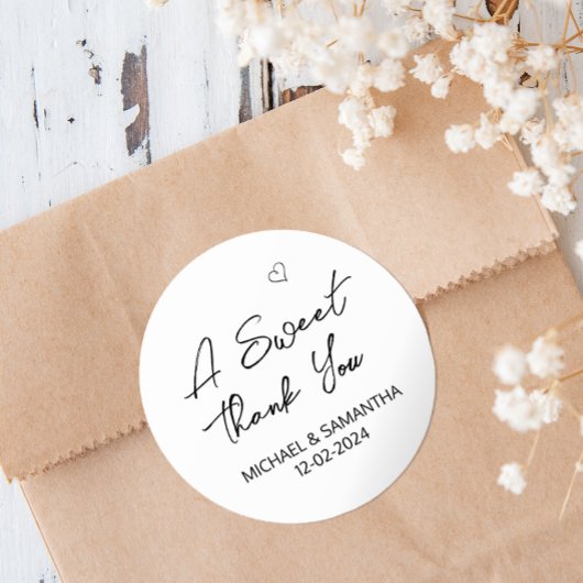 Sticker Rond Un mariage doux en Merci