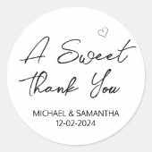 Sticker Rond Un mariage doux en Merci (Devant)