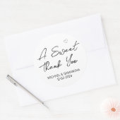 Sticker Rond Un mariage doux en Merci (Enveloppe)