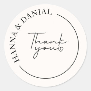 Sticker Rond Un mariage élégant en Merci simple Faveur